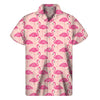 Pink Flamingo Pattern Print Men's Short Sleeve Shirt