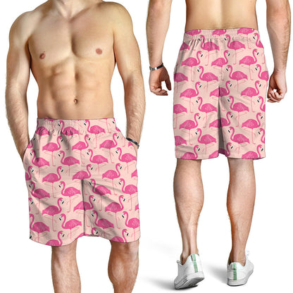 Pink Flamingo Pattern Print Men's Shorts