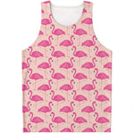 Pink Flamingo Pattern Print Men's Tank Top