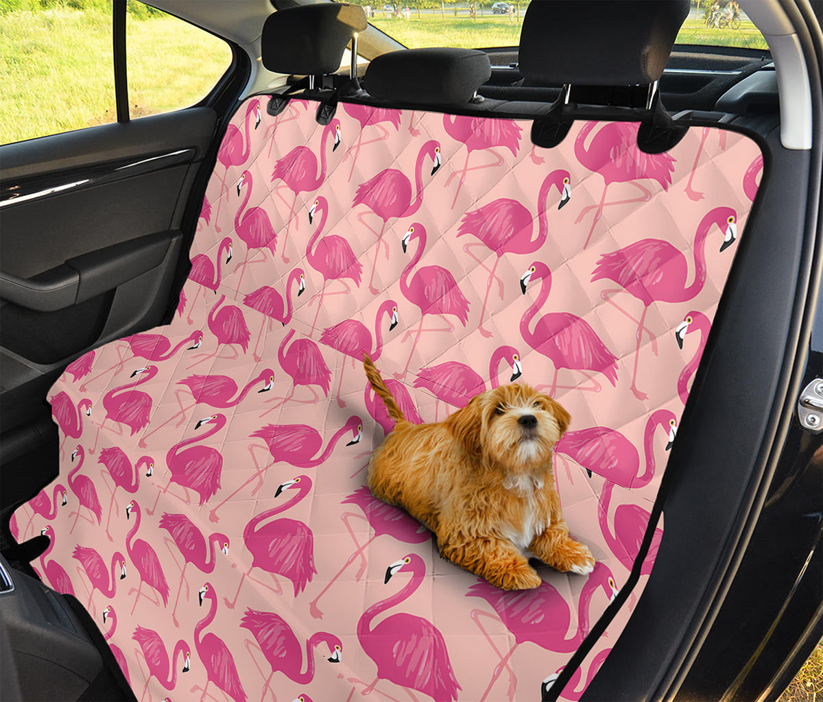Pink Flamingo Pattern Print Pet Car Back Seat Cover