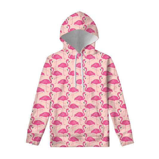 Pink Flamingo Pattern Print Pullover Hoodie