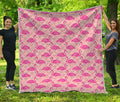 Pink Flamingo Pattern Print Quilt