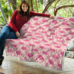 Pink Flamingo Pattern Print Quilt