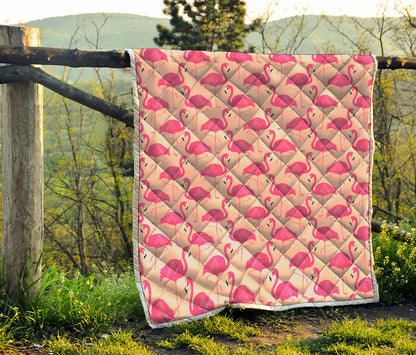 Pink Flamingo Pattern Print Quilt