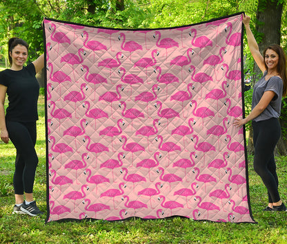 Pink Flamingo Pattern Print Quilt