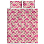 Pink Flamingo Pattern Print Quilt Bed Set