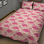 Pink Flamingo Pattern Print Quilt Bed Set