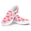 Pink Flamingo Pattern Print White Slip On Sneakers