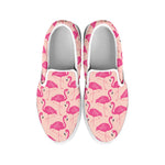 Pink Flamingo Pattern Print White Slip On Shoes