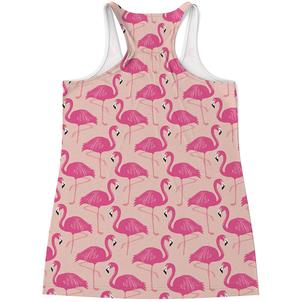 Pink Flamingo Pattern Print Women's Racerback Tank Top