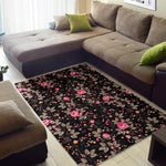 Pink Floral Flower Pattern Print Area Rug GearFrost