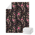 Pink Floral Flower Pattern Print Blanket