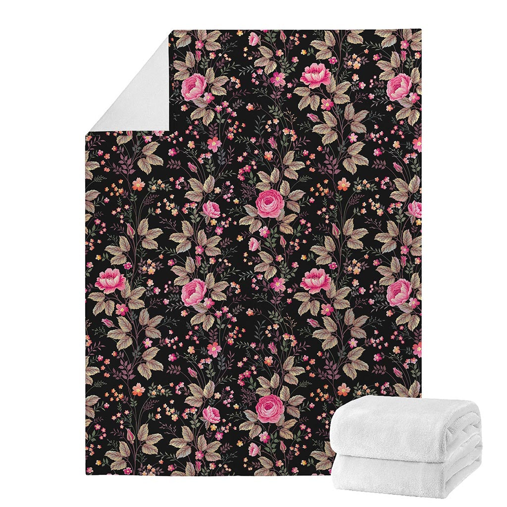 Pink Floral Flower Pattern Print Blanket