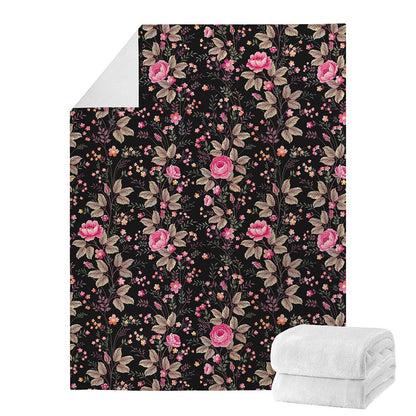 Pink Floral Flower Pattern Print Blanket