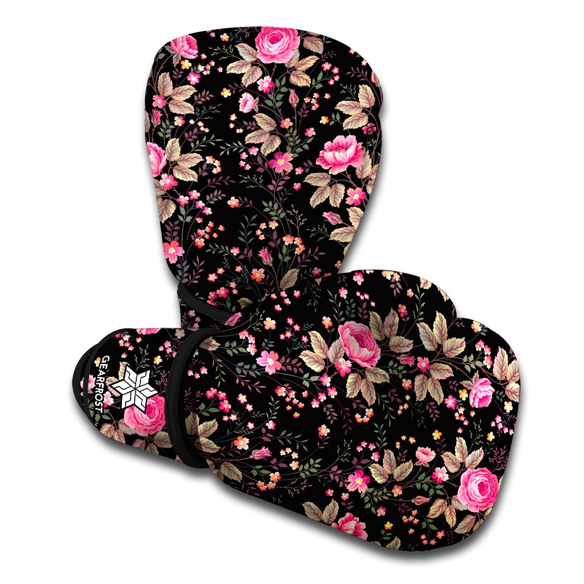 Pink Floral Flower Pattern Print Boxing Gloves