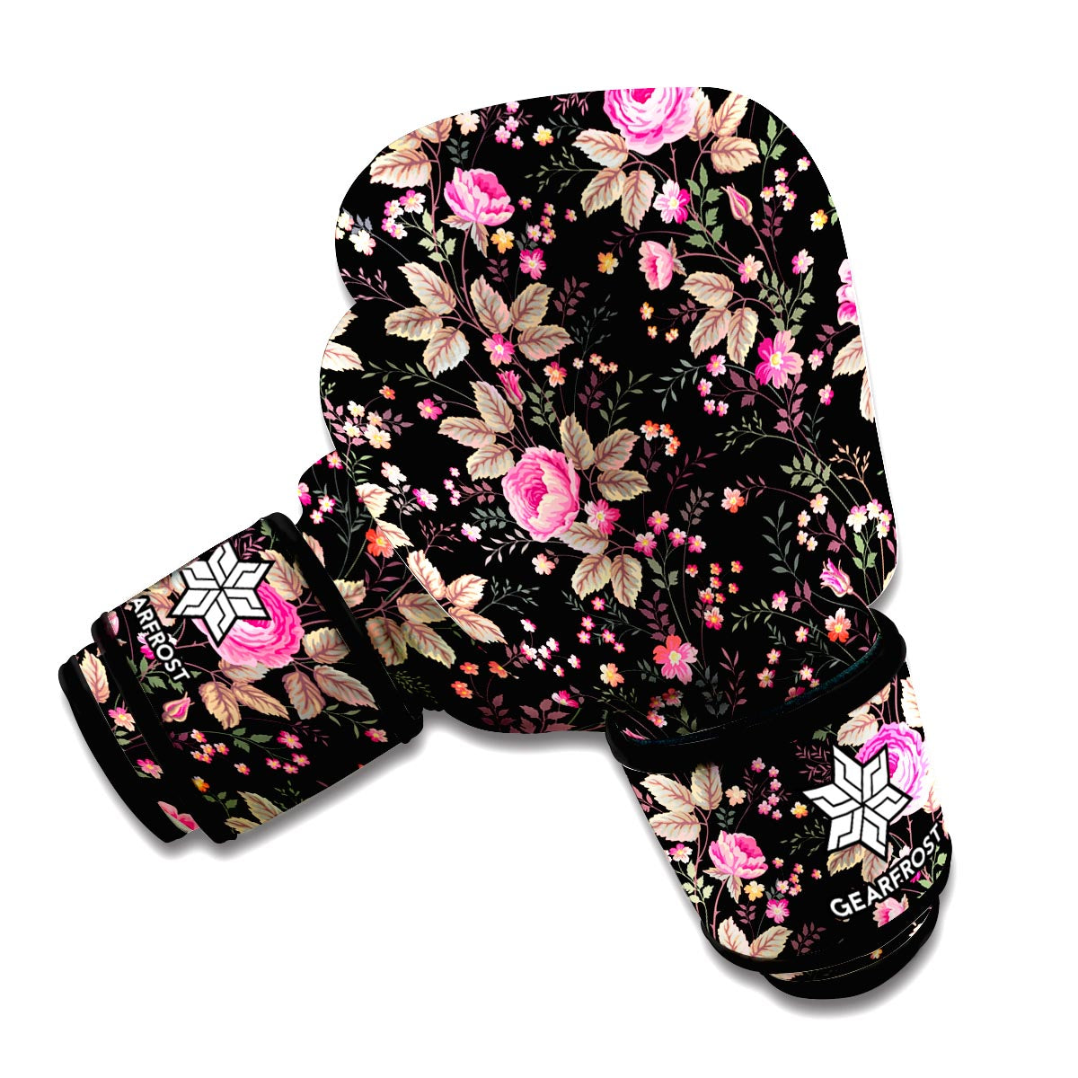 Pink Floral Flower Pattern Print Boxing Gloves