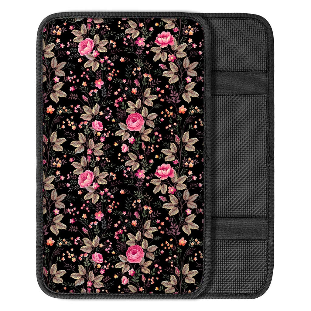 Pink Floral Flower Pattern Print Car Center Console Cover