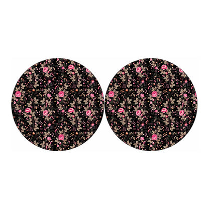 Pink Floral Flower Pattern Print Car Coasters