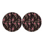 Pink Floral Flower Pattern Print Car Coasters