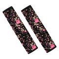 Pink Floral Flower Pattern Print Car Seat Belt Covers