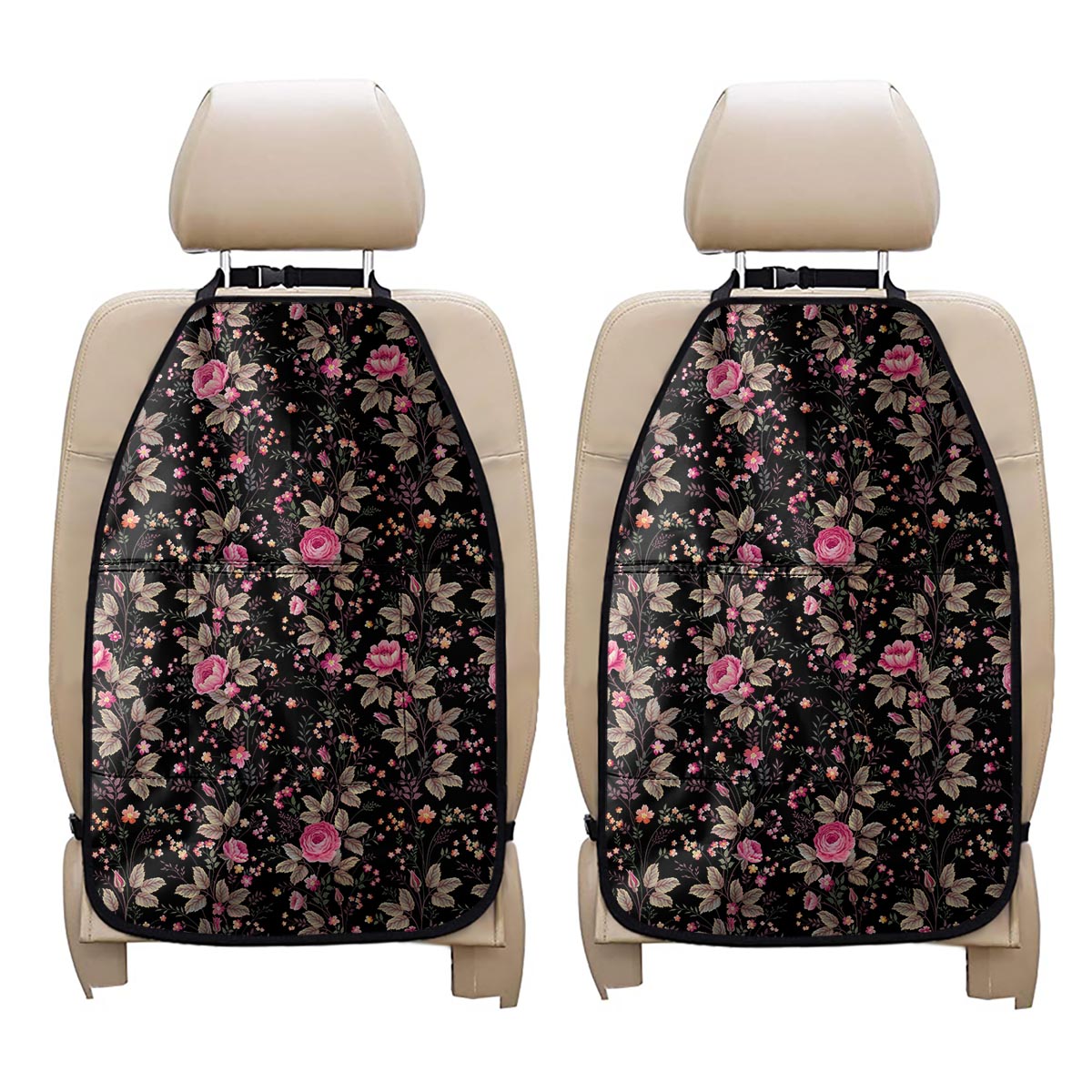 Pink Floral Flower Pattern Print Car Seat Organizers