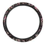 Pink Floral Flower Pattern Print Car Steering Wheel Cover