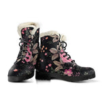 Pink Floral Flower Pattern Print Comfy Boots GearFrost