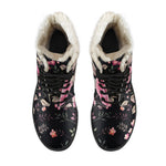 Pink Floral Flower Pattern Print Comfy Boots GearFrost