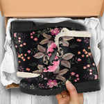 Pink Floral Flower Pattern Print Comfy Boots GearFrost