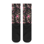 Pink Floral Flower Pattern Print Crew Socks