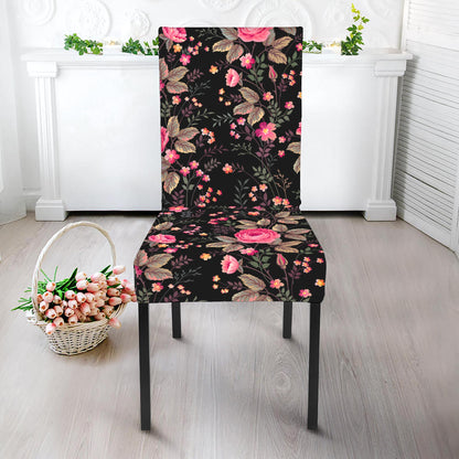Pink Floral Flower Pattern Print Dining Chair Slipcover