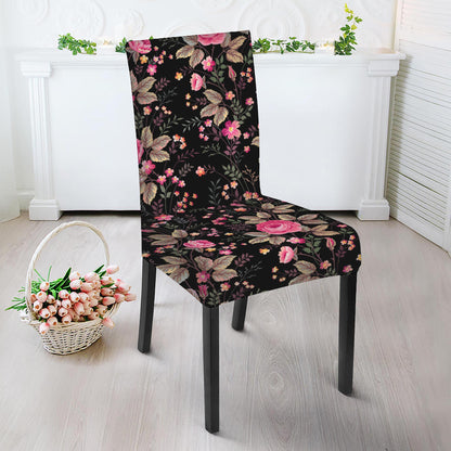 Pink Floral Flower Pattern Print Dining Chair Slipcover
