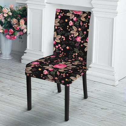 Pink Floral Flower Pattern Print Dining Chair Slipcover