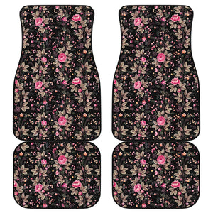 Pink Floral Flower Pattern Print Front and Back Car Floor Mats