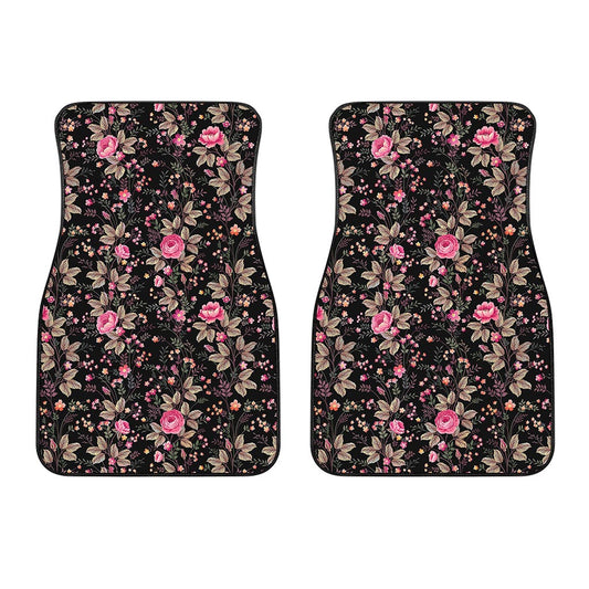 Pink Floral Flower Pattern Print Front Car Floor Mats