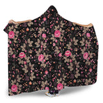 Pink Floral Flower Pattern Print Hooded Blanket