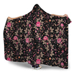 Pink Floral Flower Pattern Print Hooded Blanket