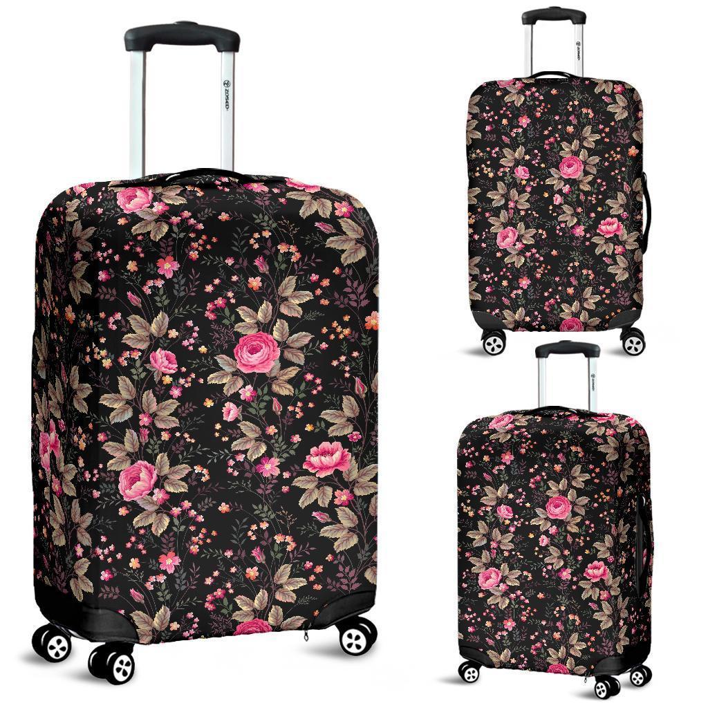 Pink Floral Flower Pattern Print Luggage Cover GearFrost