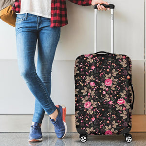 Pink Floral Flower Pattern Print Luggage Cover GearFrost