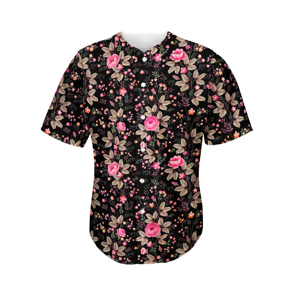 Pink Floral Flower Pattern Print Men's Baseball Jersey