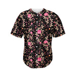 Pink Floral Flower Pattern Print Men's Baseball Jersey