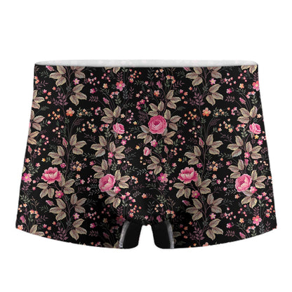 Pink Floral Flower Pattern Print Men's Boxer Briefs