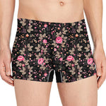 Pink Floral Flower Pattern Print Men's Boxer Briefs