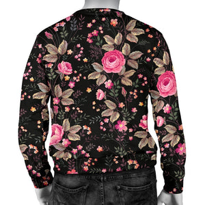Pink Floral Flower Pattern Print Men's Crewneck Sweatshirt GearFrost