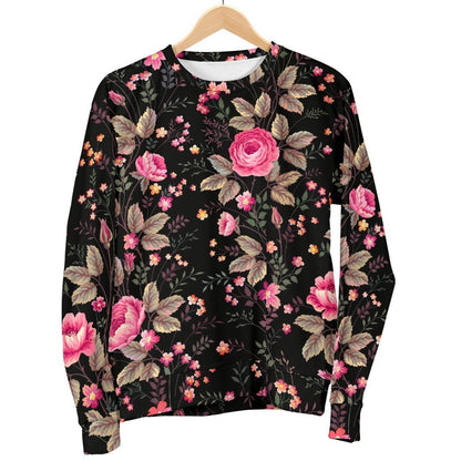 Pink Floral Flower Pattern Print Men's Crewneck Sweatshirt GearFrost