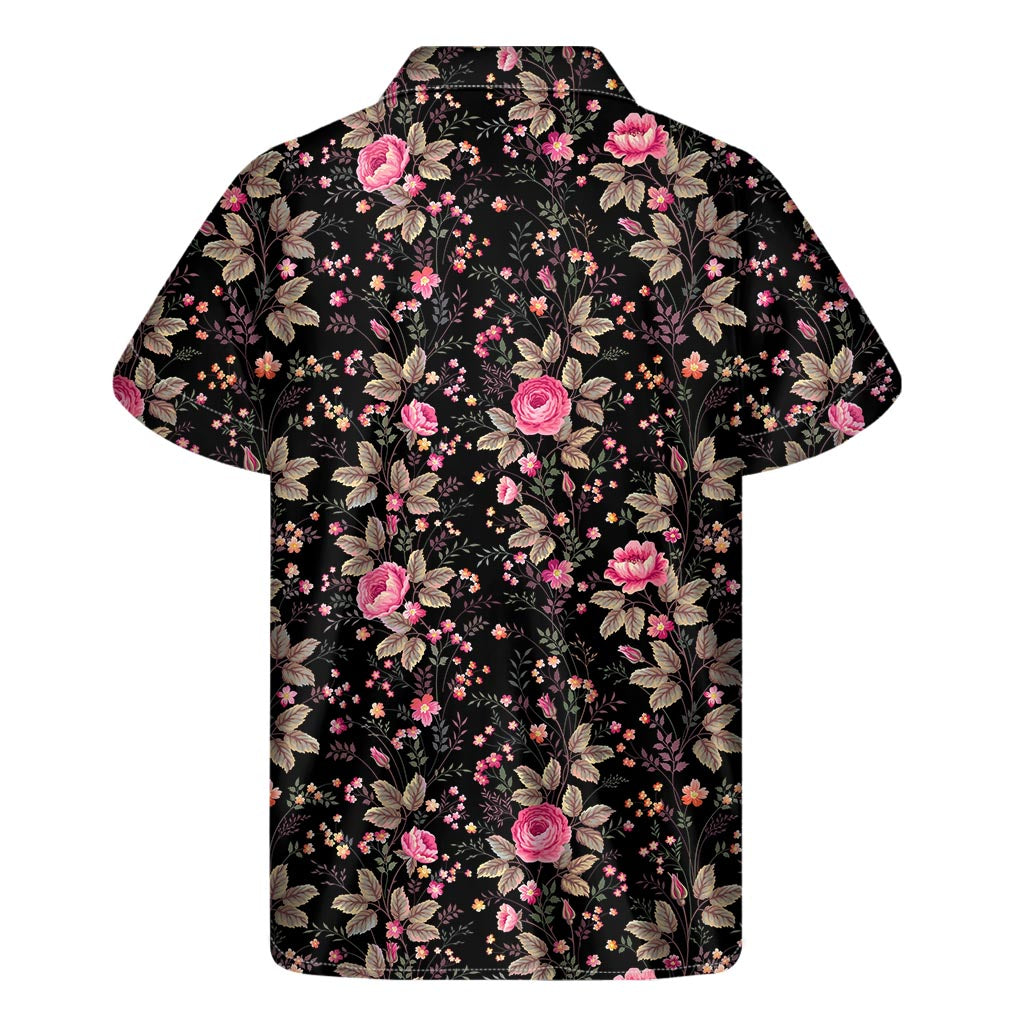 Pink Floral Flower Pattern Print Men's Short Sleeve Shirt