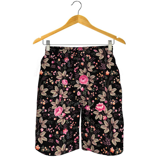 Pink Floral Flower Pattern Print Men's Shorts