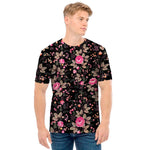 Pink Floral Flower Pattern Print Men's T-Shirt