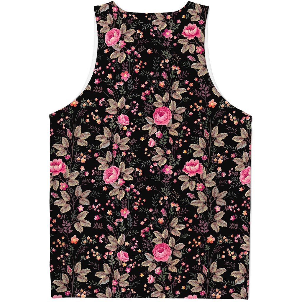 Pink Floral Flower Pattern Print Men's Tank Top