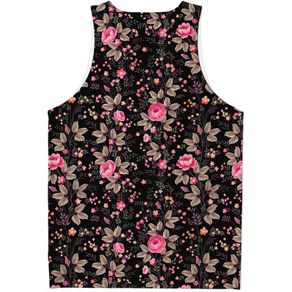 Pink Floral Flower Pattern Print Men's Tank Top